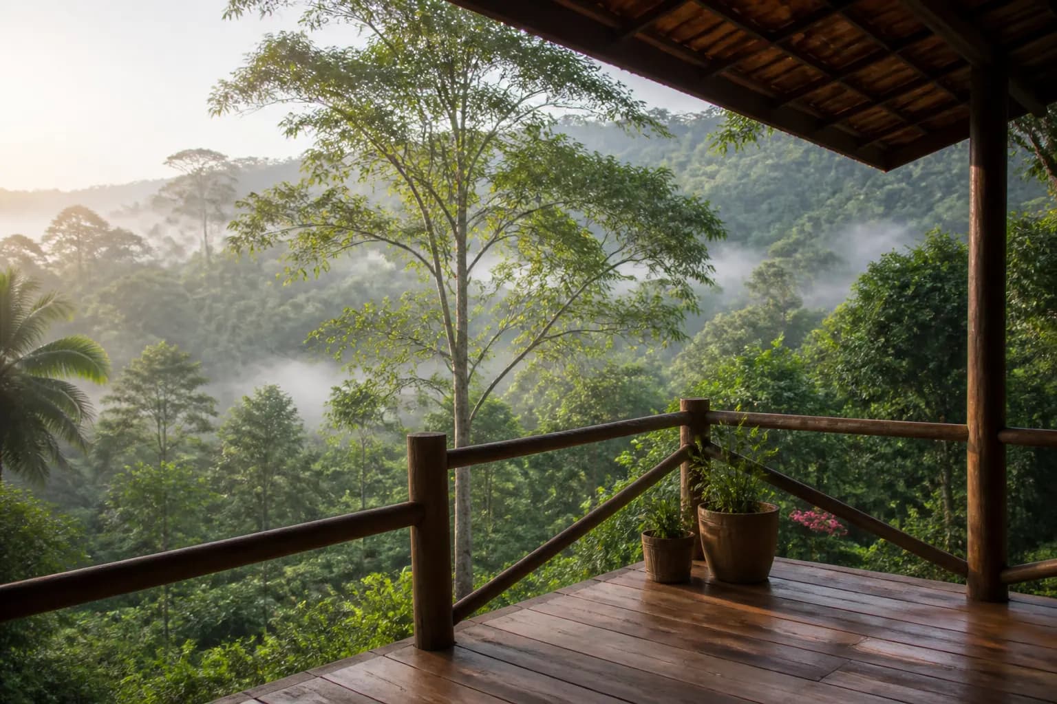 Varanda do Sítio Zen do Mato com vista para a mata