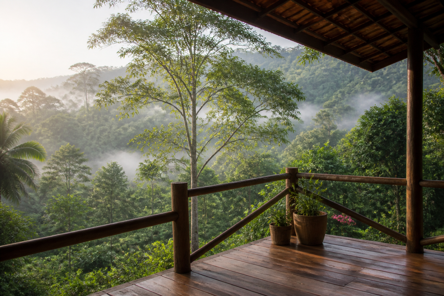 Varanda com vista para a mata